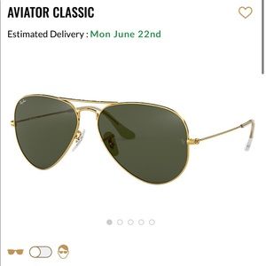 NWOT Ray Ban Gold Classic Aviator